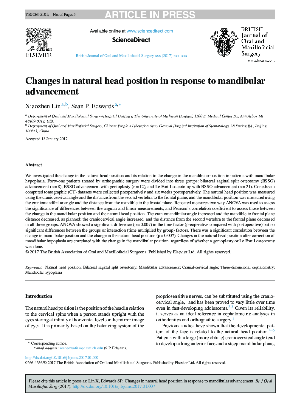 Changes in natural head position in response to mandibular advancement
