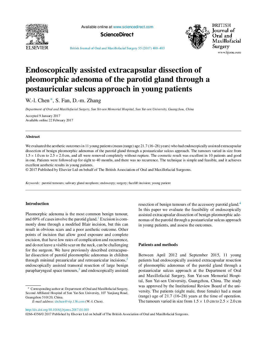 اندوسکوپیک تشخیص غده فوق کلیه از آدنوم پلومورفیک غده پاروتید از طریق یک روش سوزن پسا کاریکولار در بیماران جوان 