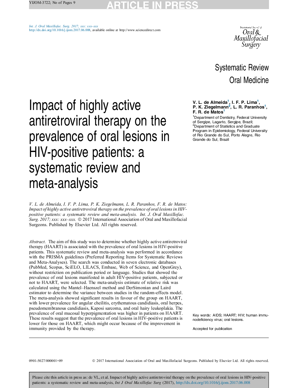 Impact of highly active antiretroviral therapy on the prevalence of oral lesions in HIV-positive patients: a systematic review and meta-analysis