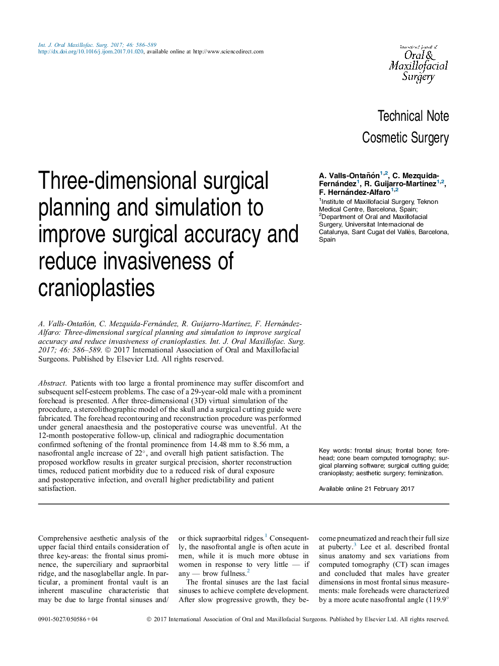 Three-dimensional surgical planning and simulation to improve surgical accuracy and reduce invasiveness of cranioplasties