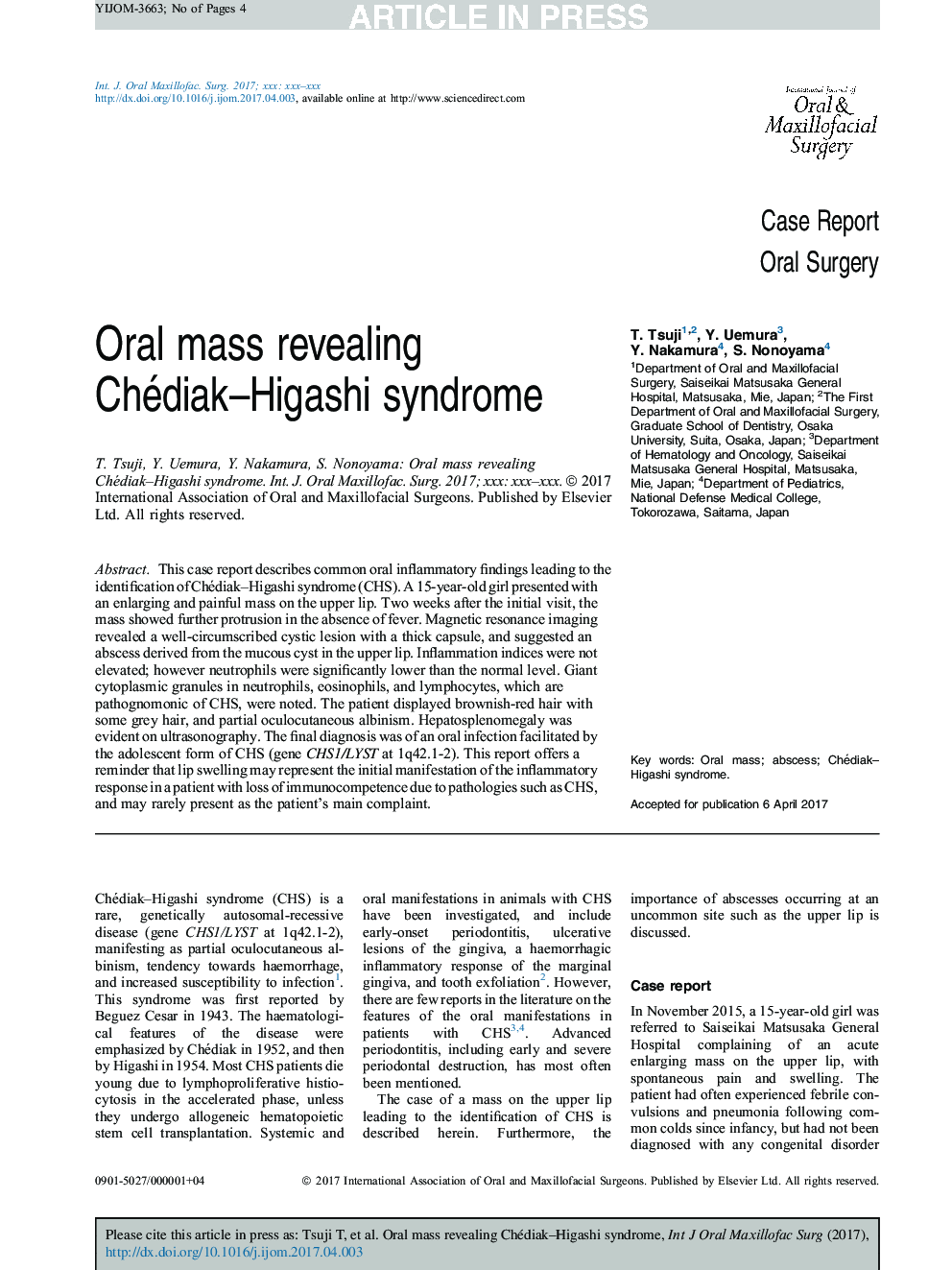 Oral mass revealing Chédiak-Higashi syndrome