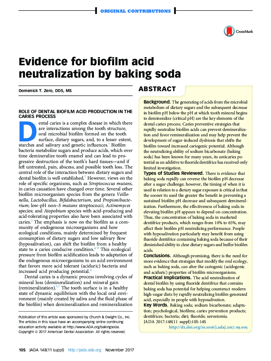 Evidence for biofilm acid neutralization by baking soda