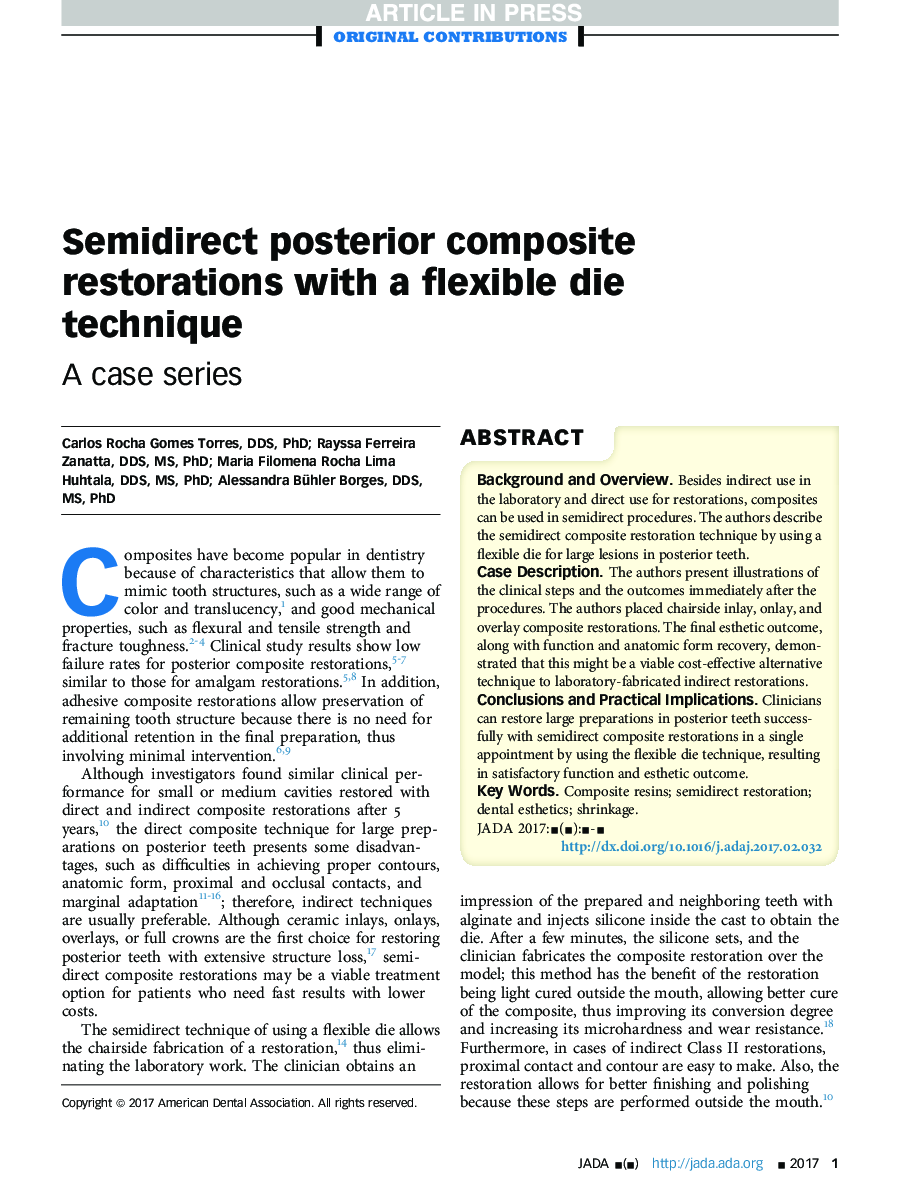 Semidirect posterior composite restorations with a flexible die technique