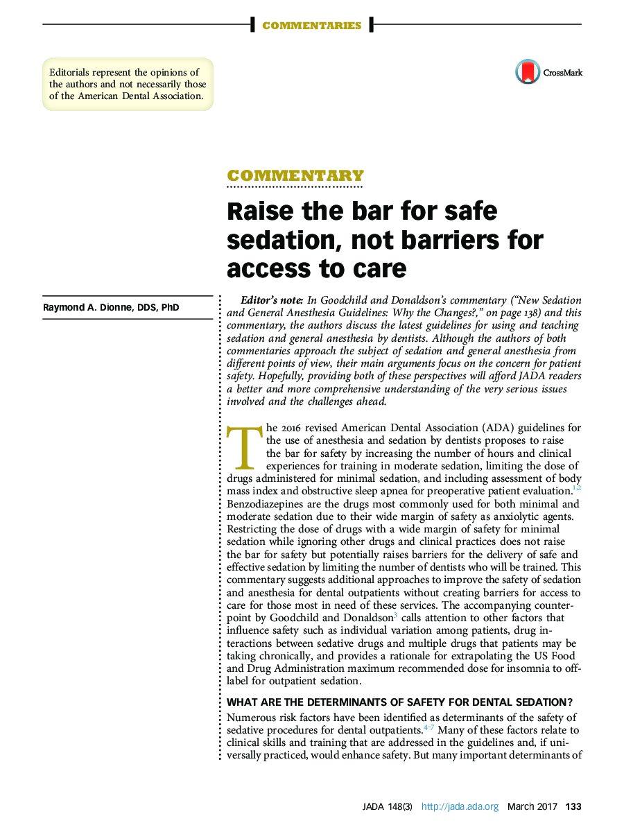 Raise the bar for safe sedation, not barriers for access to care