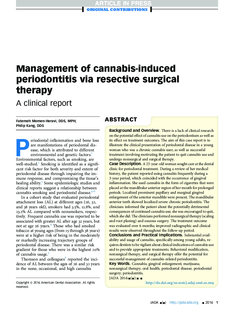Management of cannabis-induced periodontitis via resective surgical therapy