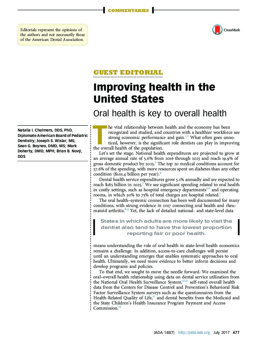 Improving health in the United States