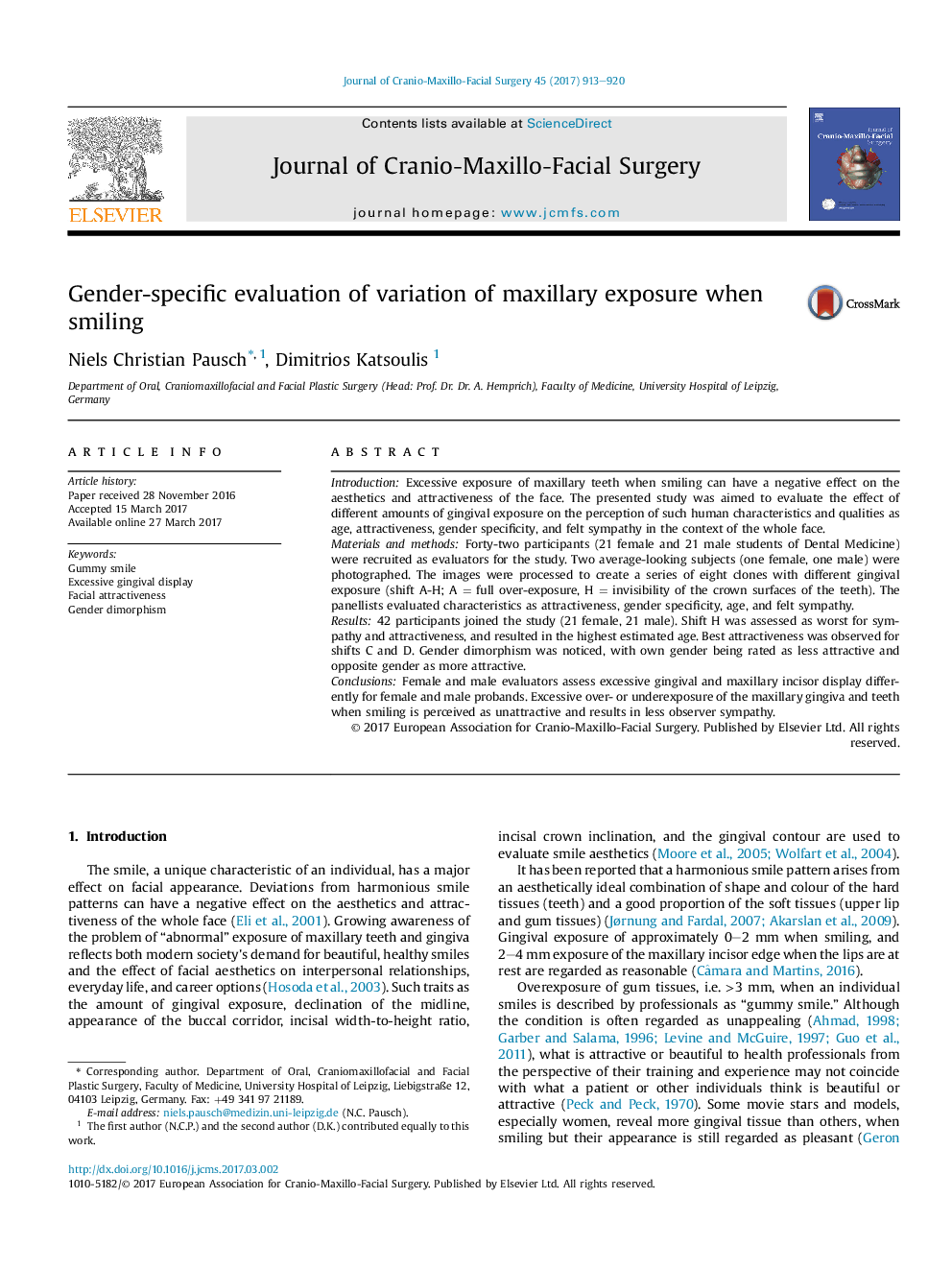 Gender-specific evaluation of variation of maxillary exposure when smiling