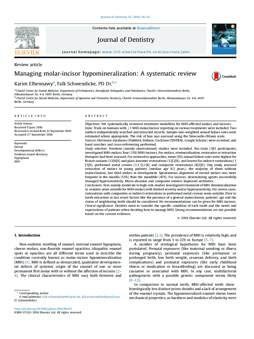 Managing molar-incisor hypomineralization: A systematic review