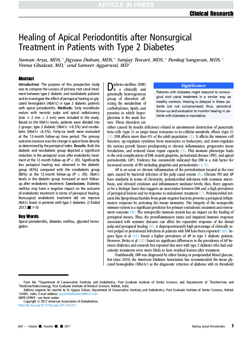 درمان پریودنتیت آپیکال پس از درمان غیر جراحی در بیماران مبتلا به دیابت نوع 2 