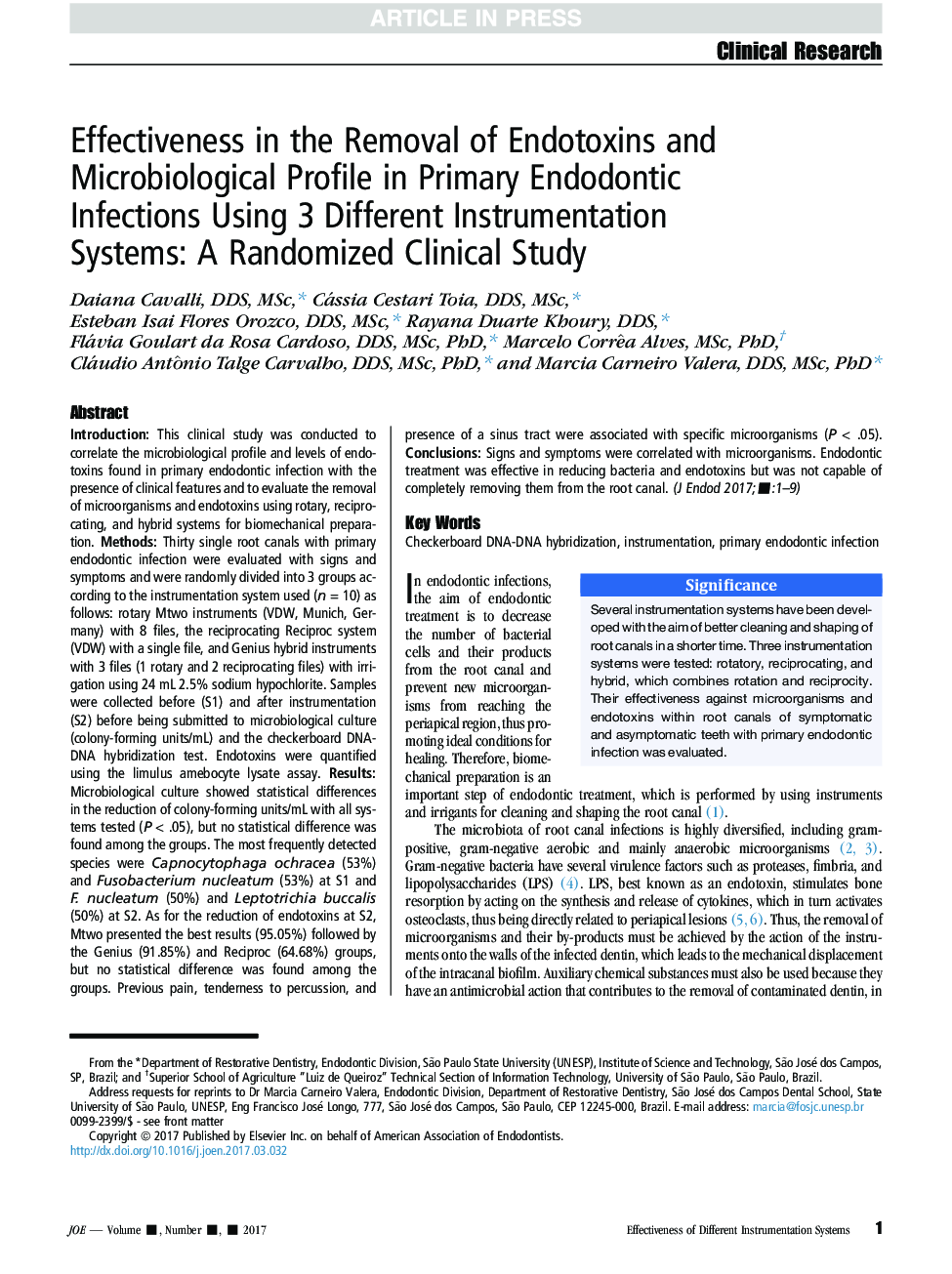 Effectiveness in the Removal of Endotoxins and Microbiological Profile in Primary Endodontic Infections Using 3 Different Instrumentation Systems: A Randomized Clinical Study