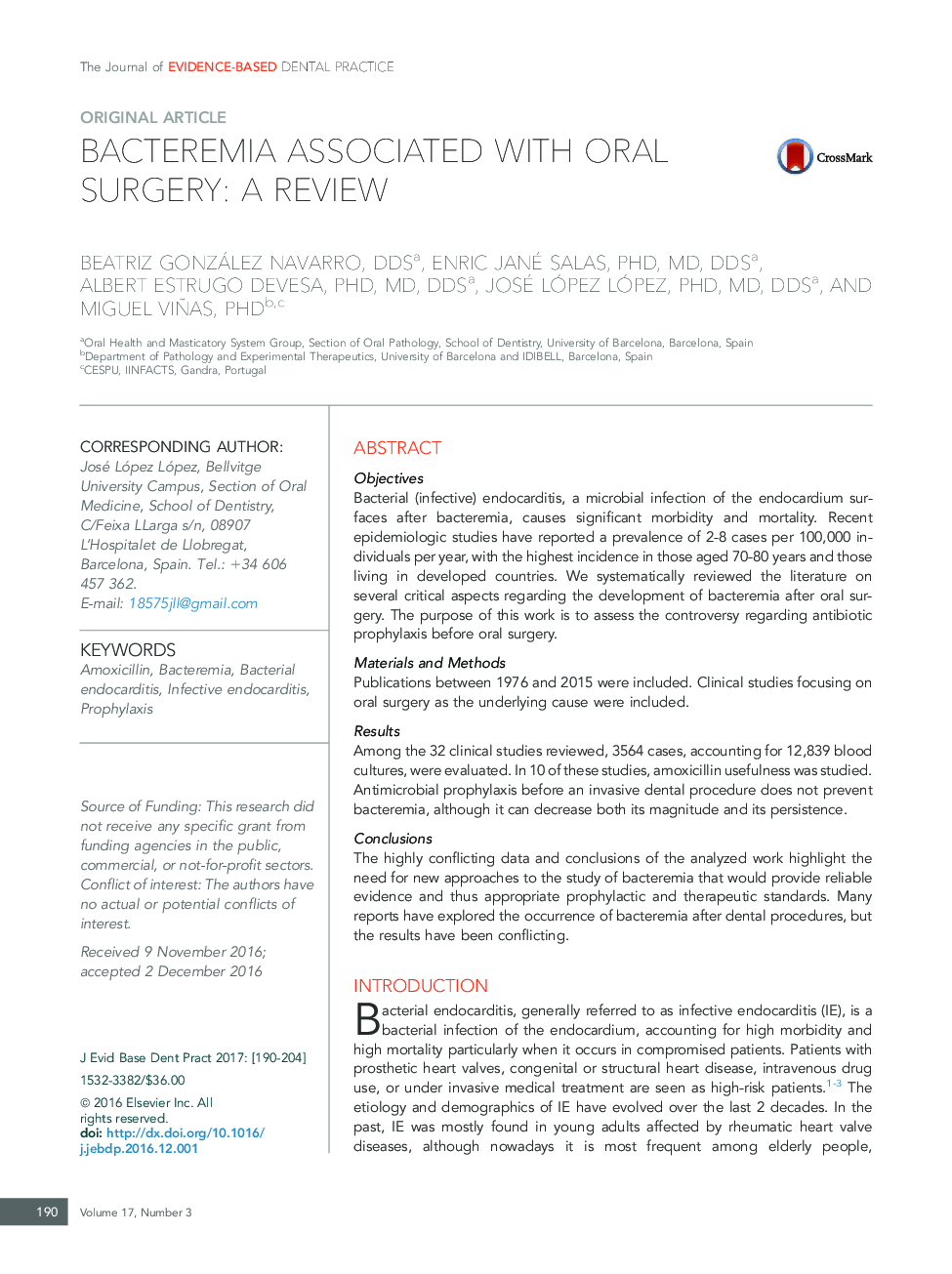 Bacteremia Associated With Oral Surgery: AÂ Review