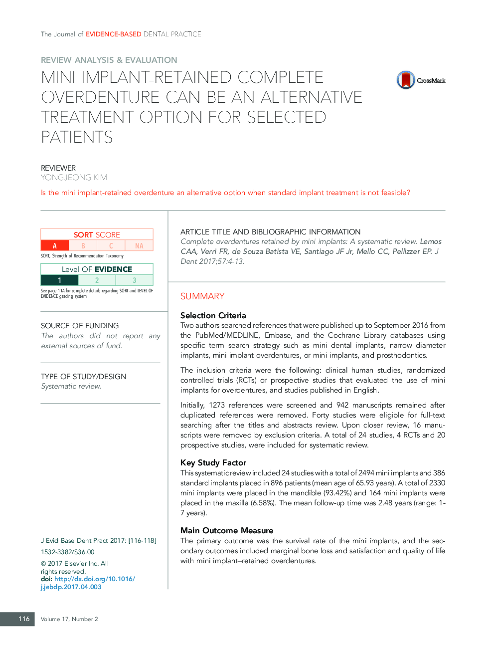 Mini Implant-Retained Complete Overdenture Can be an Alternative Treatment Option for Selected Patients