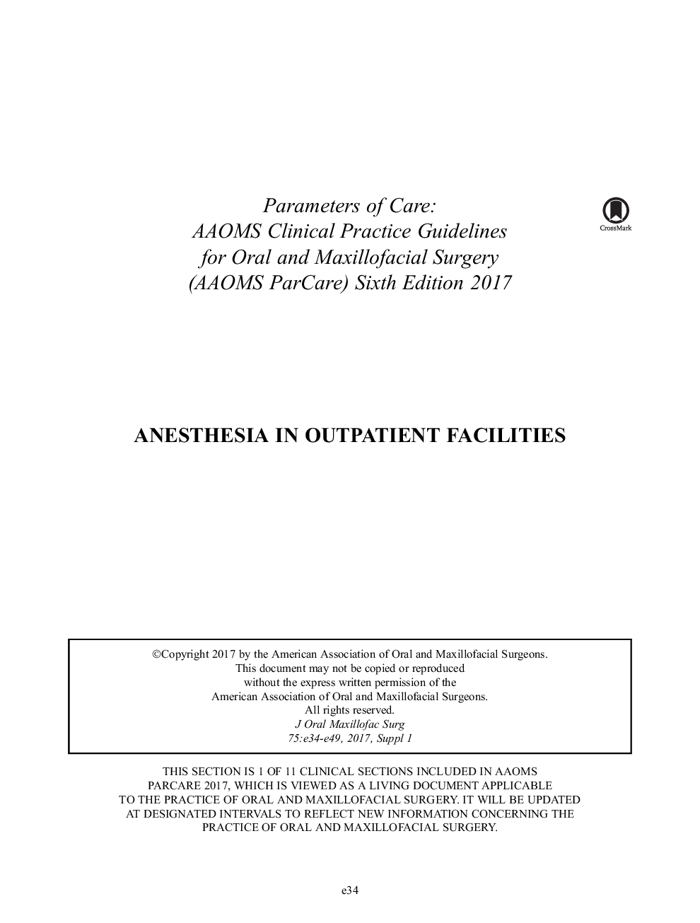 Anesthesia in Outpatient Facilities