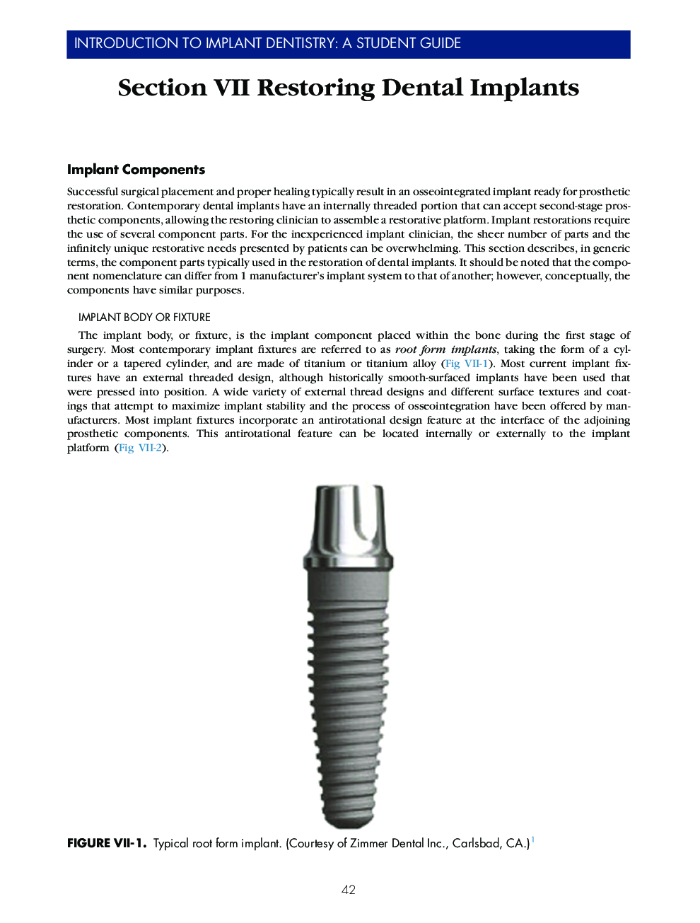 Section VII Restoring Dental Implants