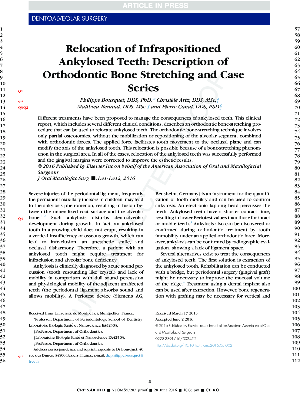 Relocation of Infrapositioned Ankylosed Teeth: Description of Orthodontic Bone Stretching and Case Series