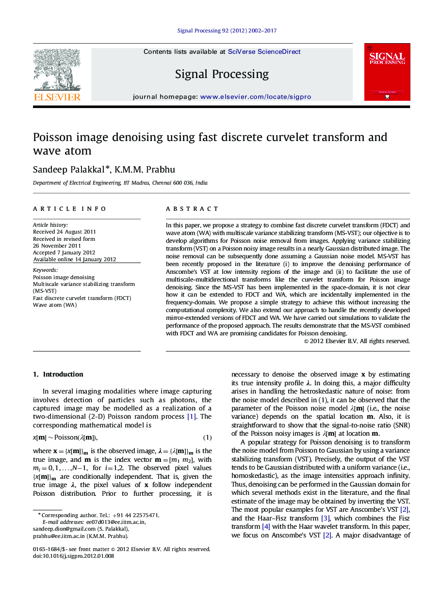 Poisson image denoising using fast discrete curvelet transform and wave atom