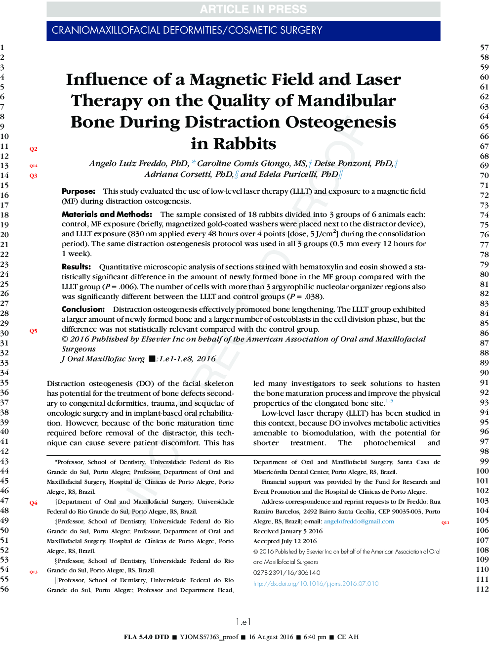 Influence of a Magnetic Field and Laser Therapy on the Quality of Mandibular Bone During Distraction Osteogenesis in Rabbits