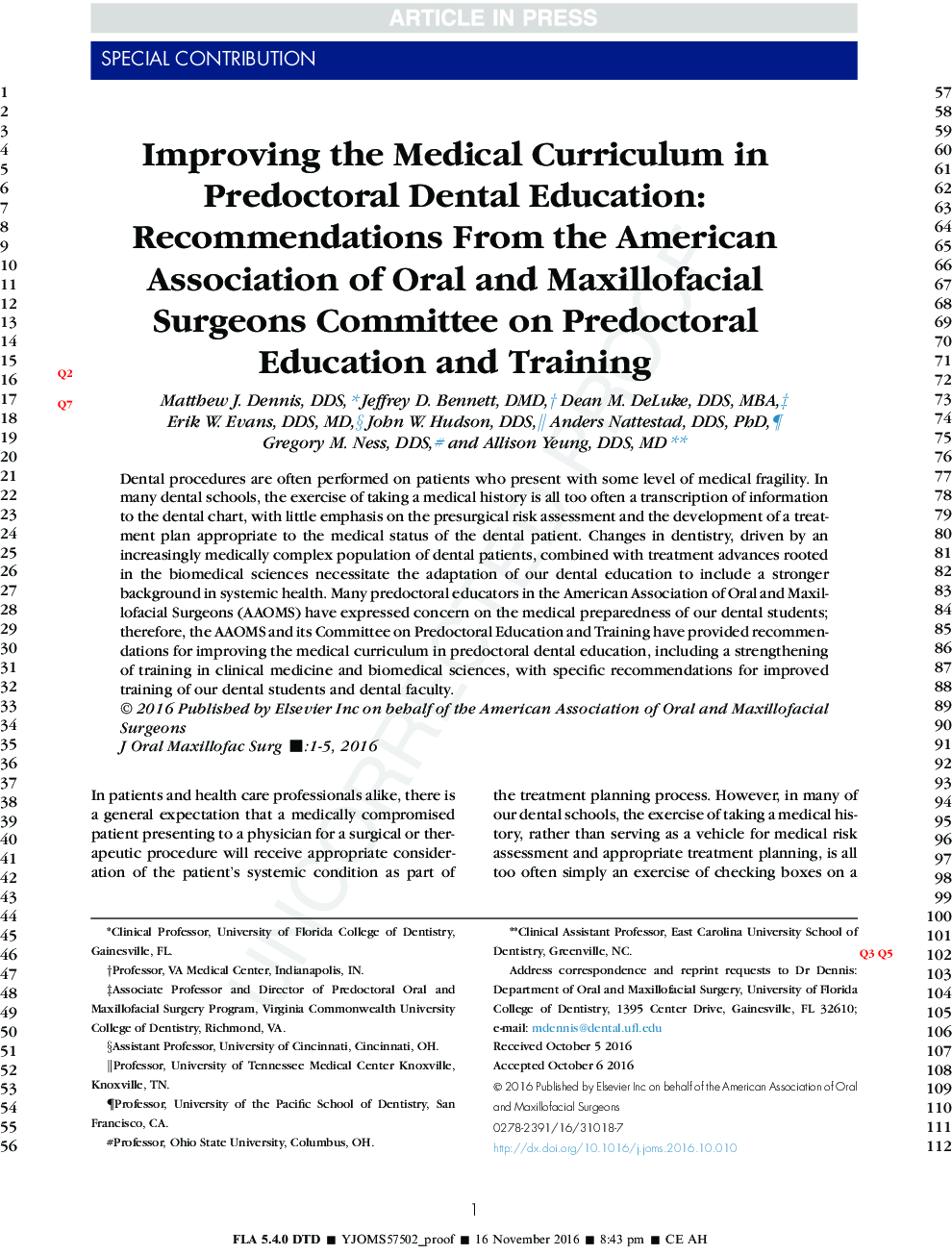 Improving the Medical Curriculum in Predoctoral Dental Education: Recommendations From the American Association of Oral and Maxillofacial Surgeons Committee on Predoctoral Education and Training