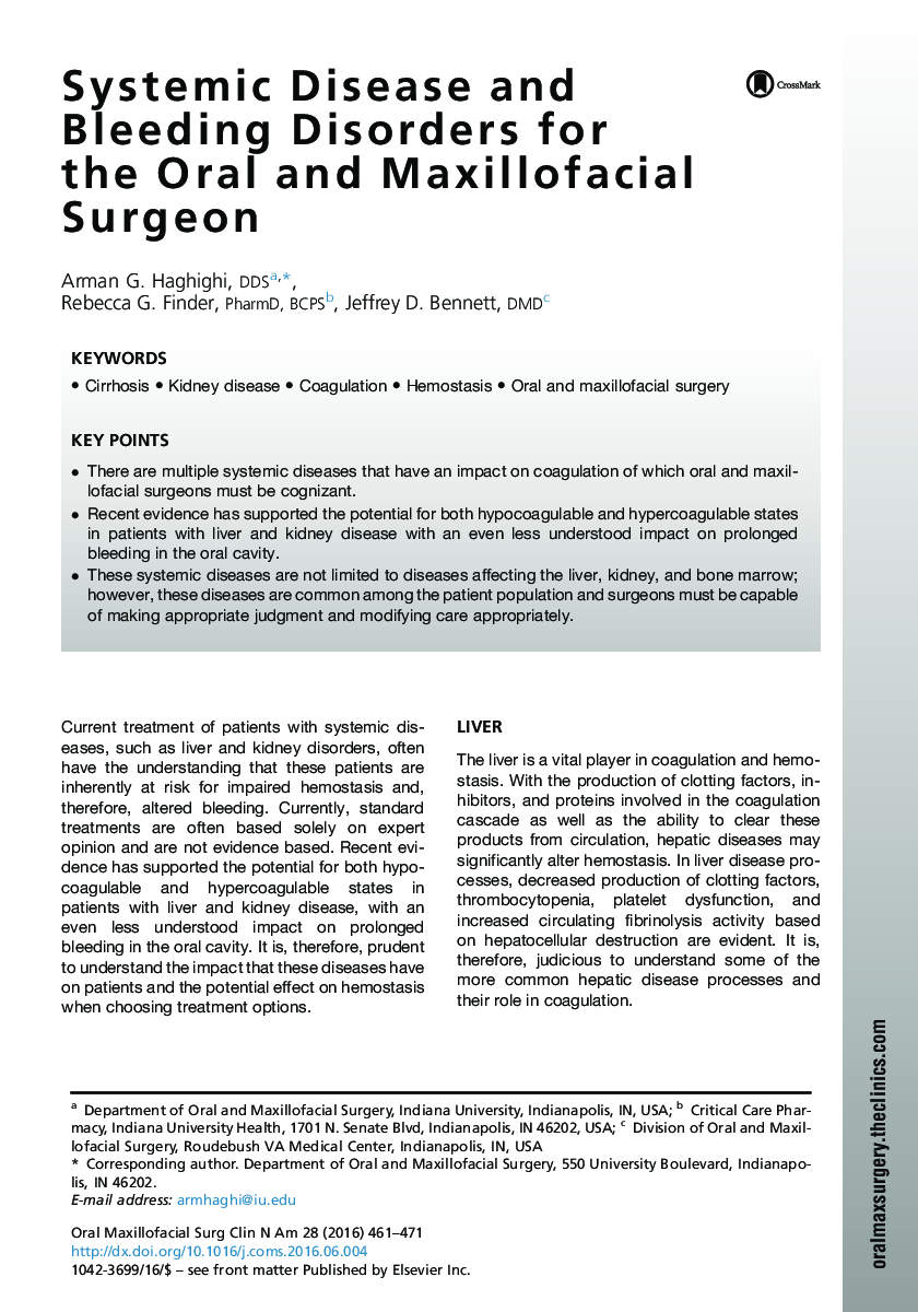 بیماری های سیستمیک و اختلالات خونریزی برای جراح دهان و فک و صورت 