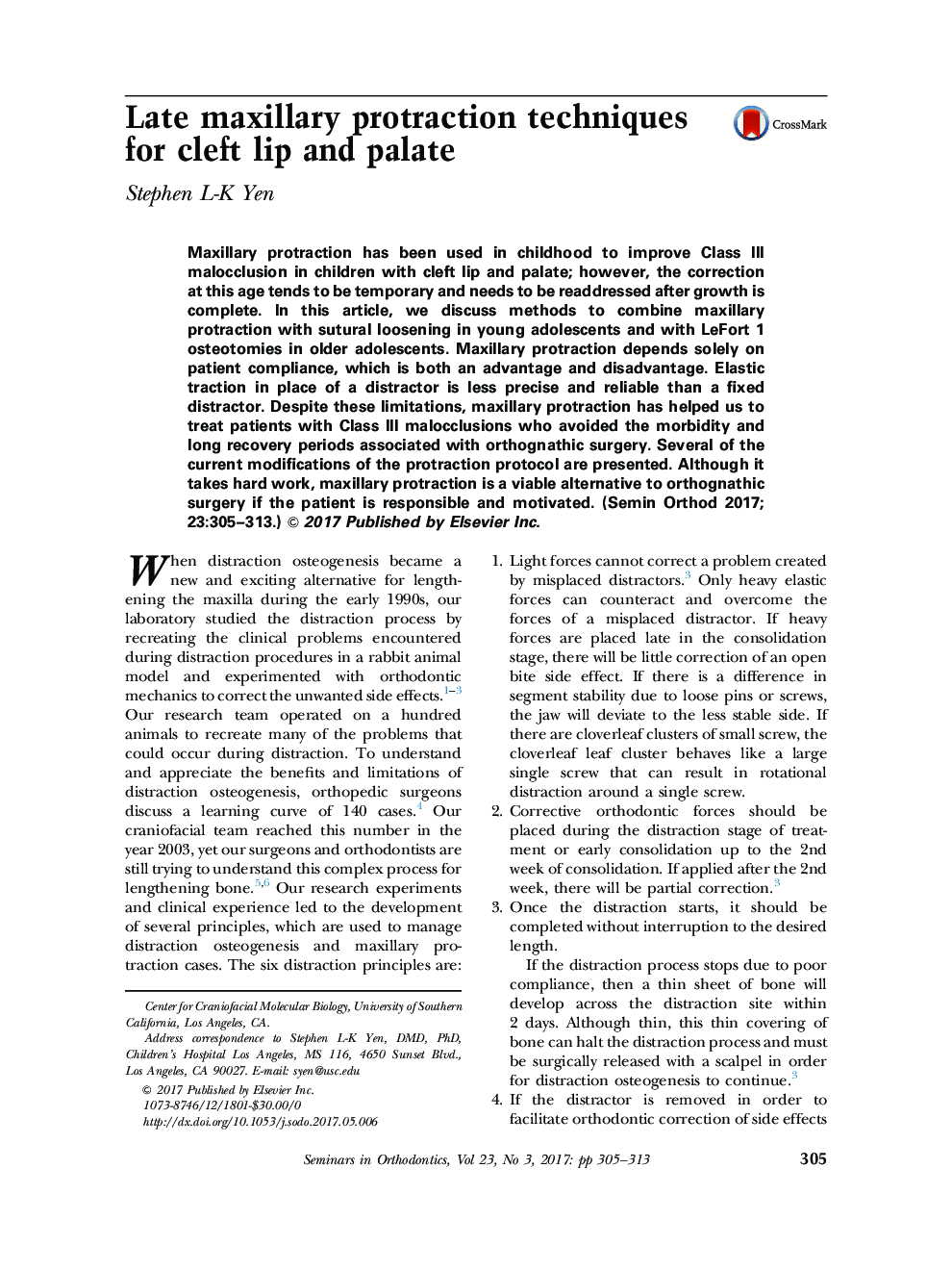 Late maxillary protraction techniques for cleft lip and palate