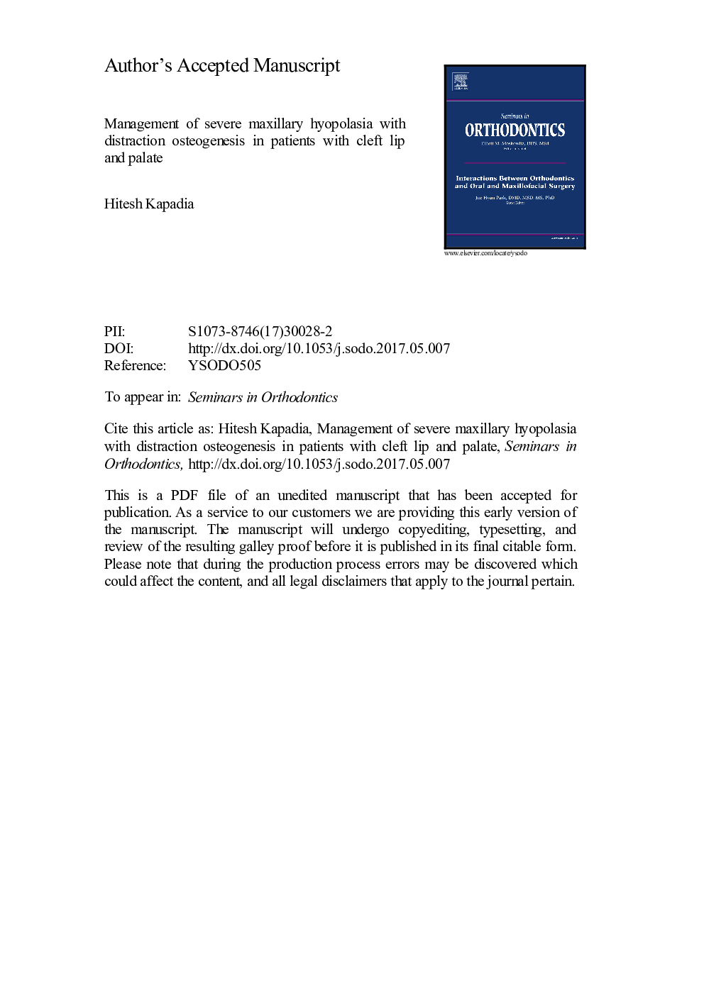 Management of severe maxillary hypoplasia with distraction osteogenesis in patients with cleft lip and palate