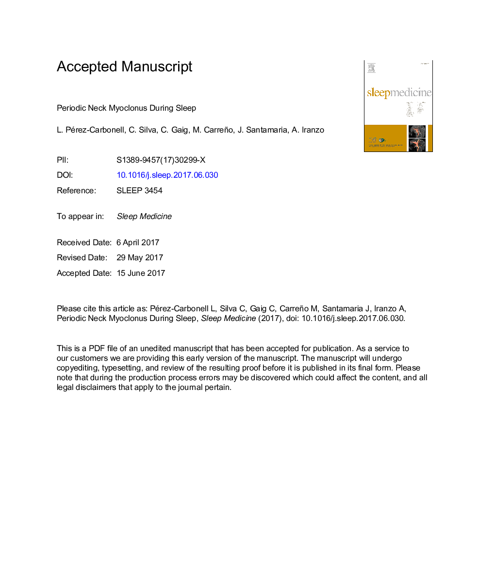 Periodic neck myoclonus during sleep