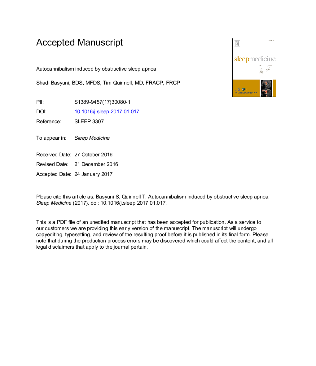 Autocannibalism induced by obstructive sleep apnea