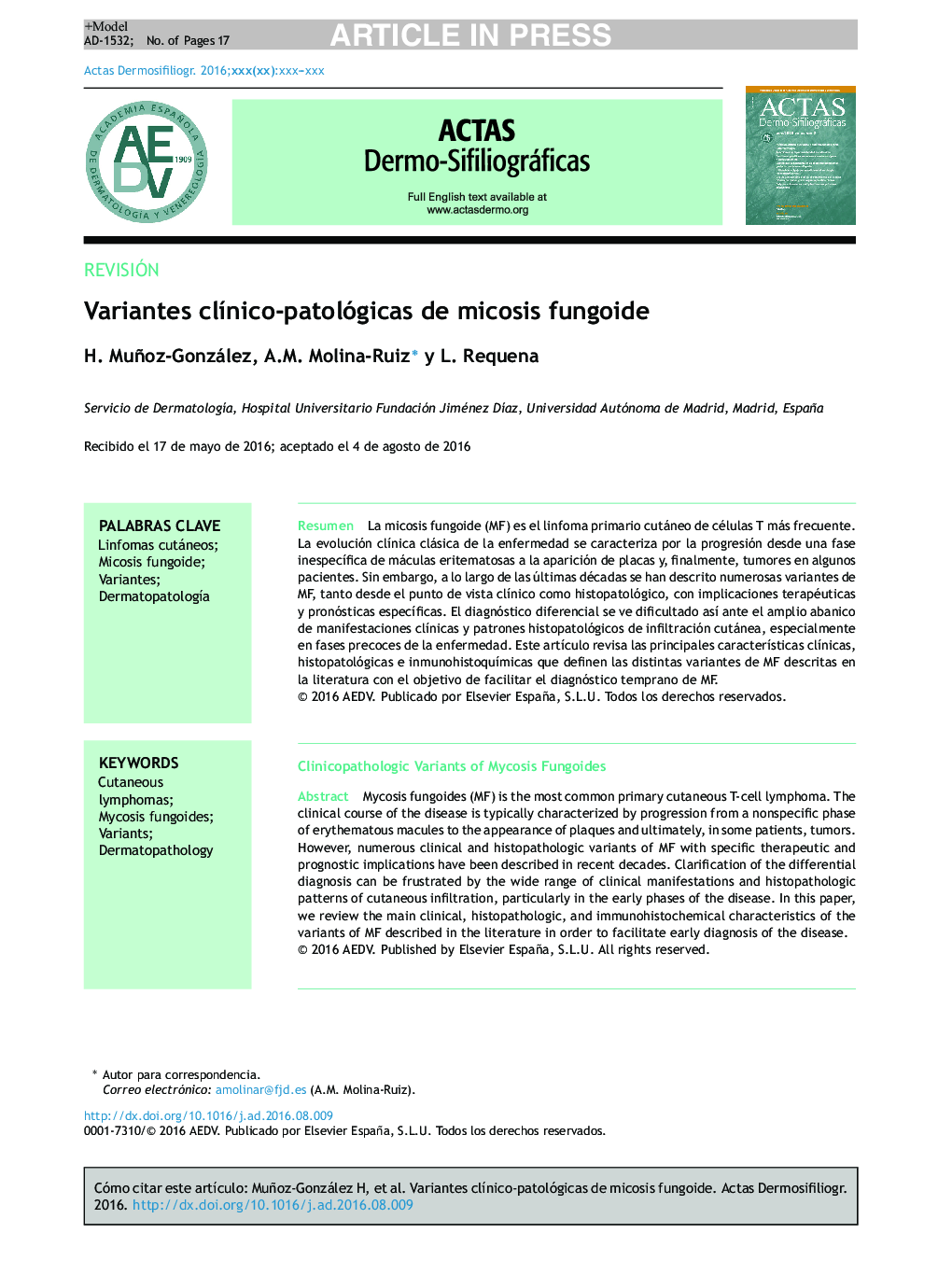 Variantes clÃ­nico-patológicas de micosis fungoide