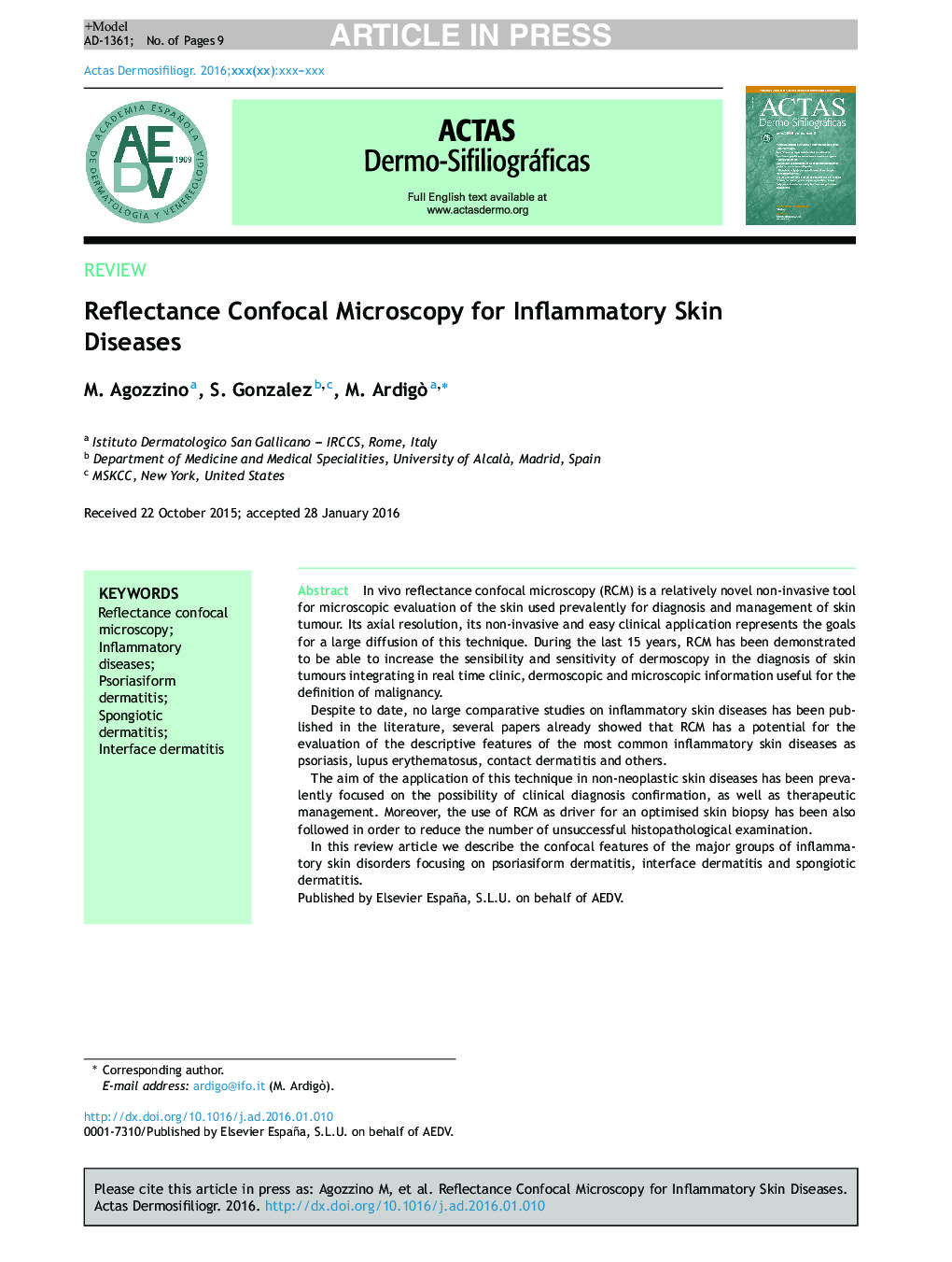 Reflectance Confocal Microscopy for Inflammatory Skin Diseases