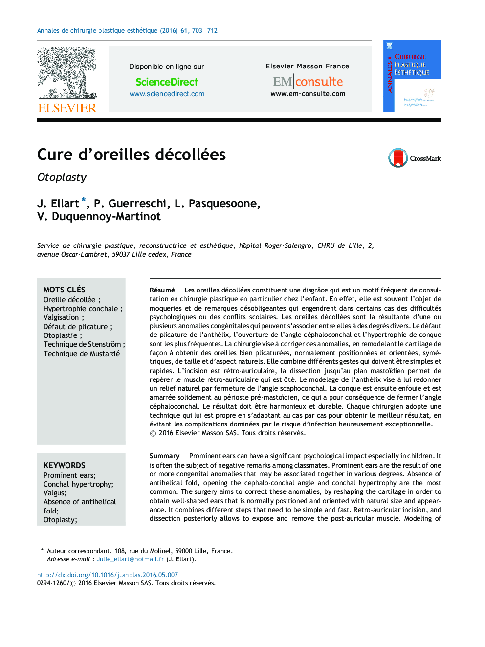 Cure d'oreilles décollées