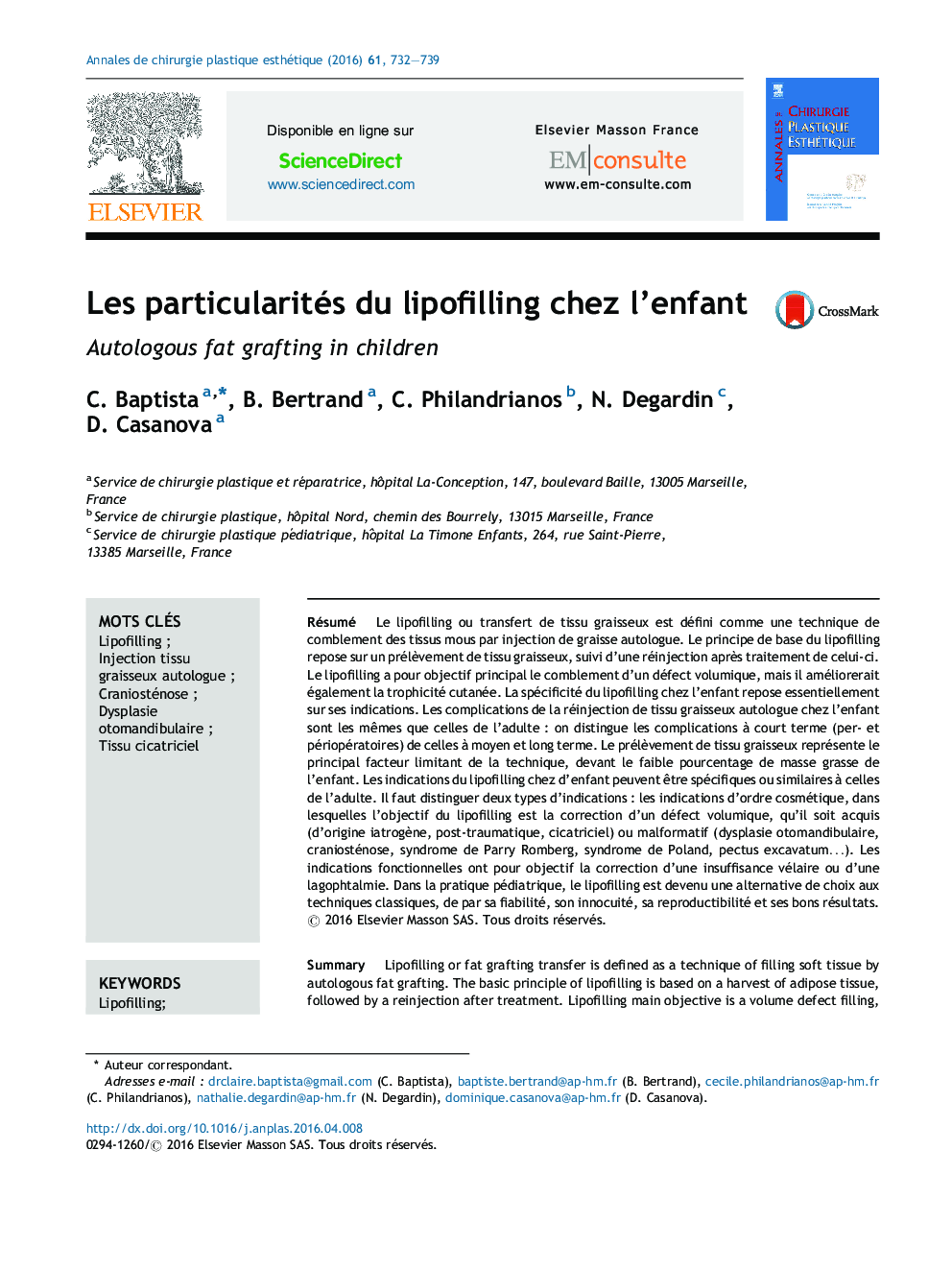 Les particularités du lipofilling chez l'enfant