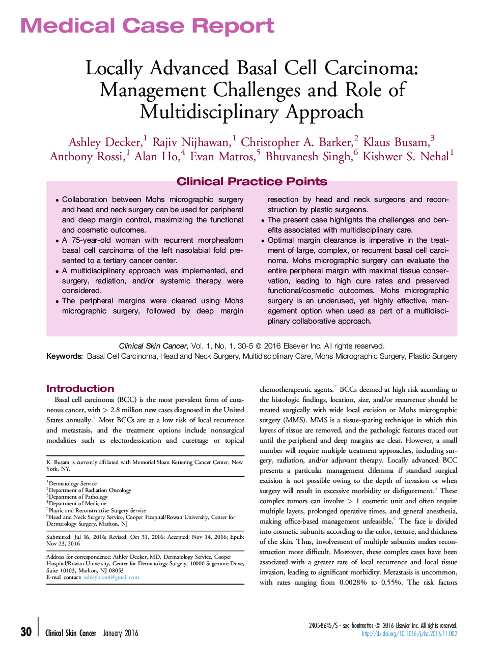 Locally Advanced Basal Cell Carcinoma: Management Challenges and Role of Multidisciplinary Approach