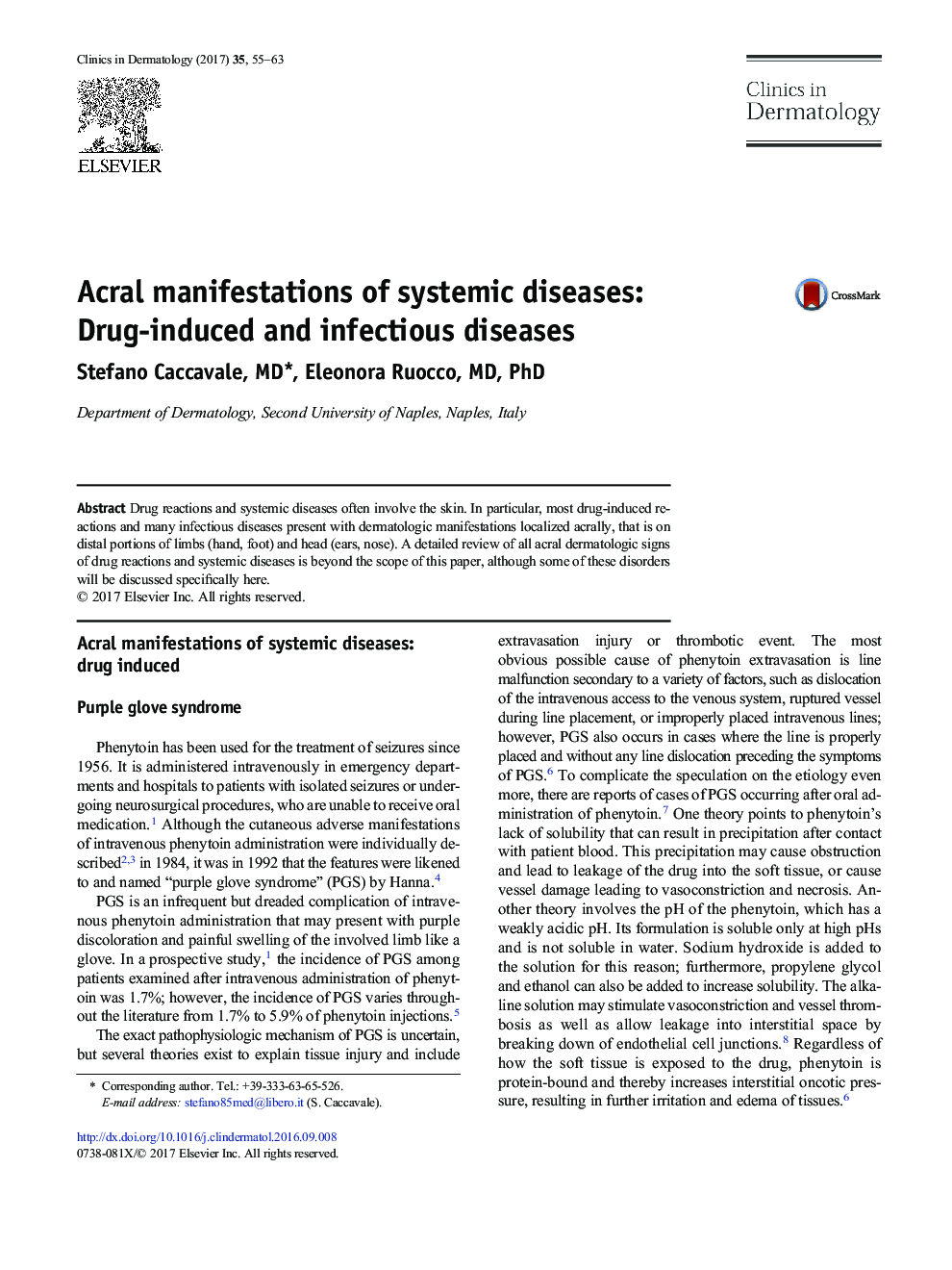 Acral manifestations of systemic diseases: Drug-induced and infectious diseases