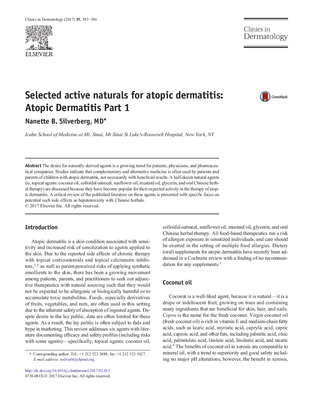 Selected active naturals for atopic dermatitis: Atopic Dermatitis Part 1