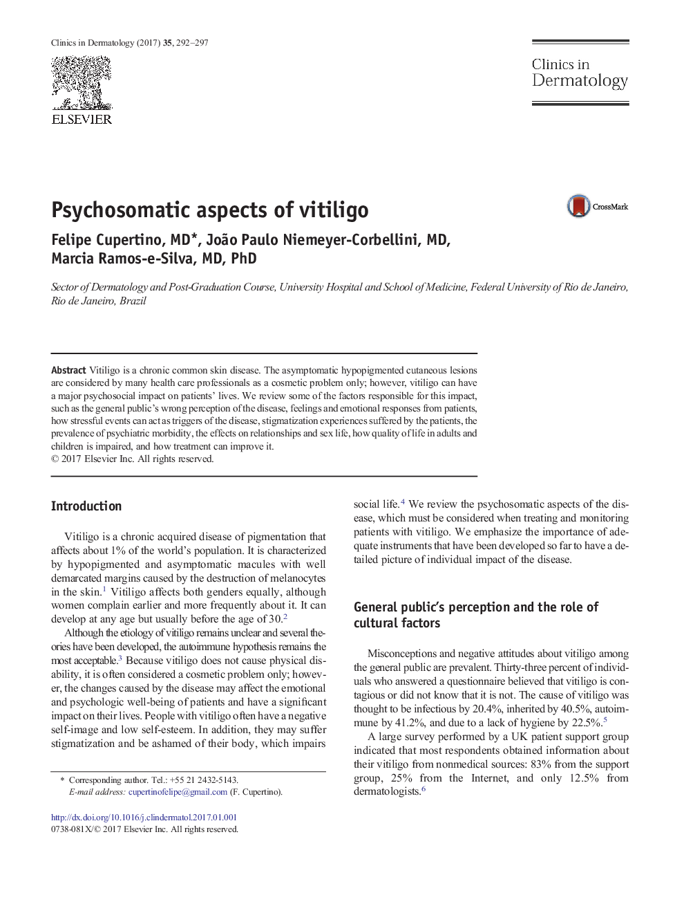 Psychosomatic aspects of vitiligo