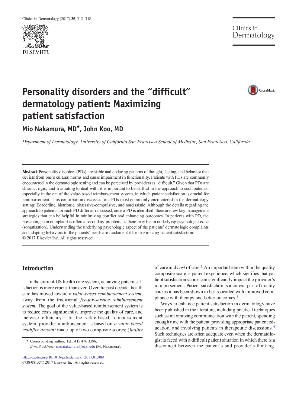 Personality disorders and the “difficult” dermatology patient: Maximizing patient satisfaction