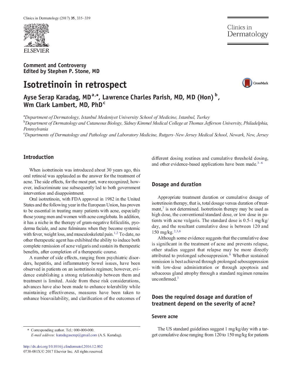 Isotretinoin in retrospect