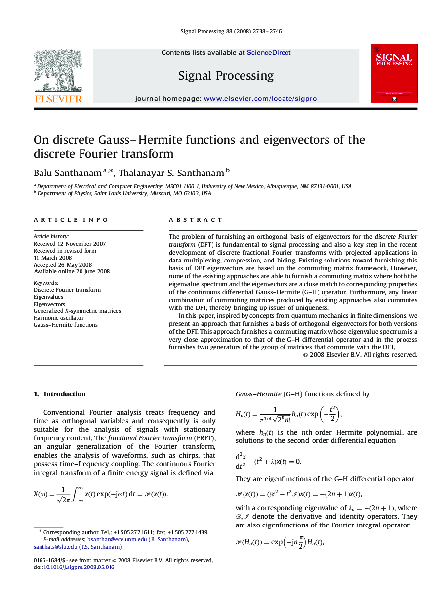 On discrete Gauss–Hermite functions and eigenvectors of the discrete Fourier transform