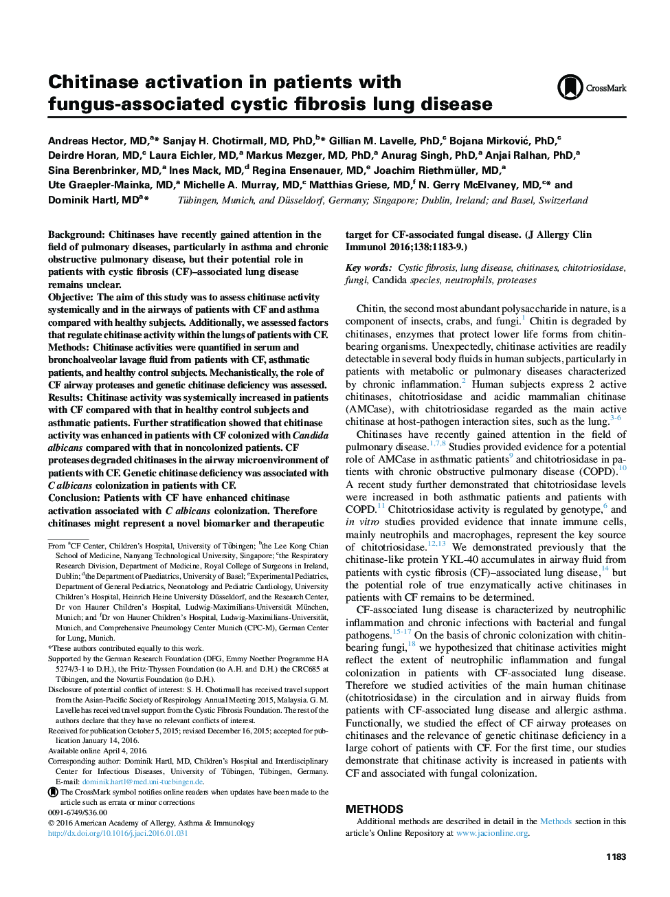 Chitinase activation in patients with fungus-associated cystic fibrosis lung disease