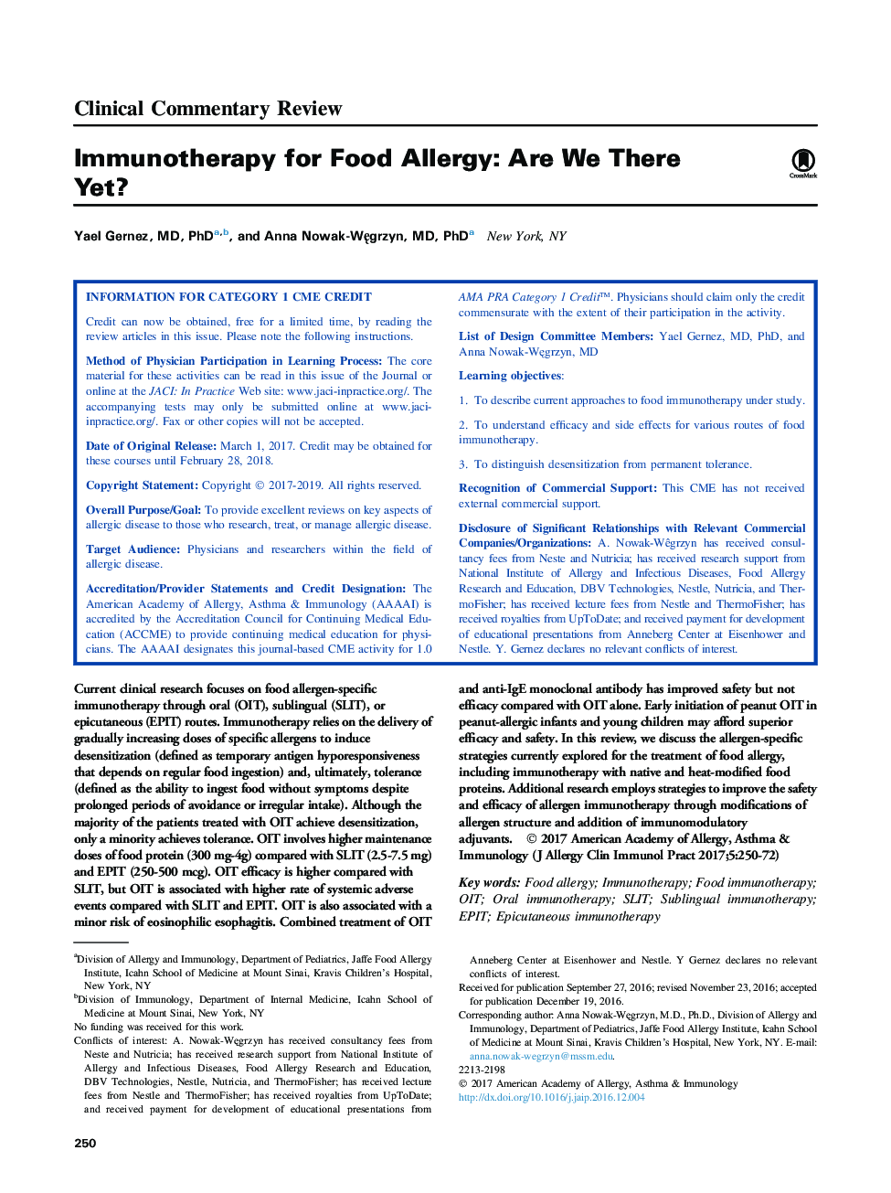 ایمونوتراپی برای آلرژی غذایی: هنوز وجود دارد؟ 