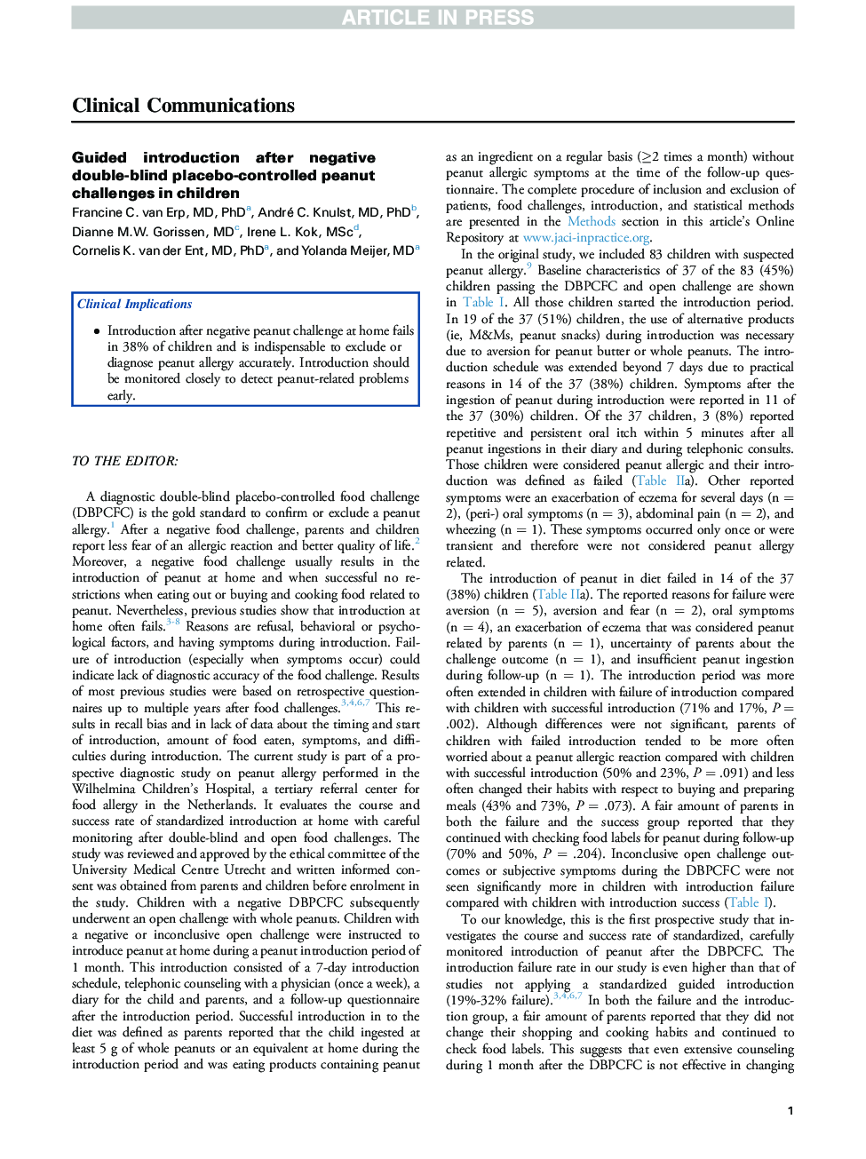 Guided introduction after negative double-blind placebo-controlled peanut challenges in children