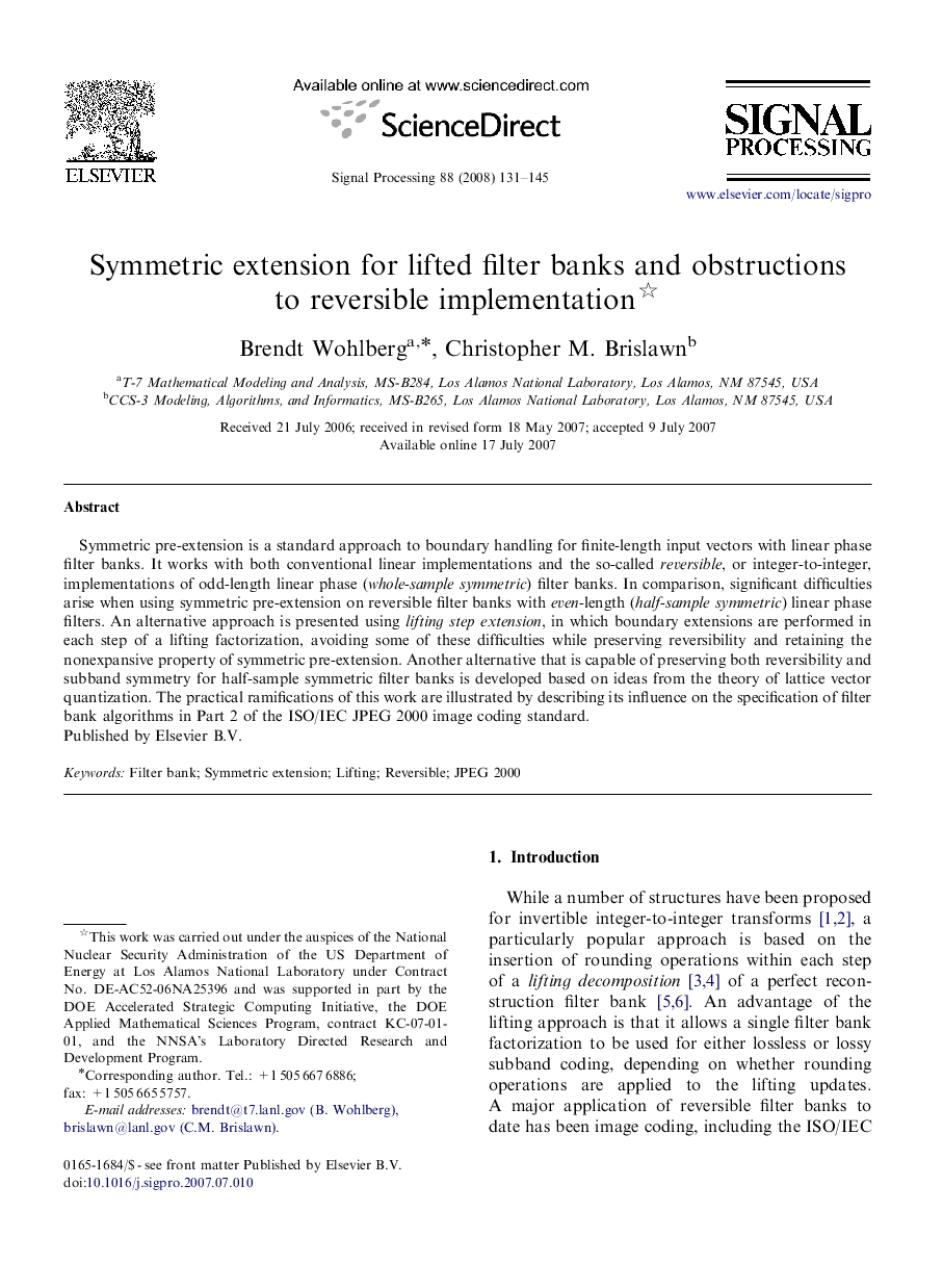 Symmetric extension for lifted filter banks and obstructions to reversible implementation 