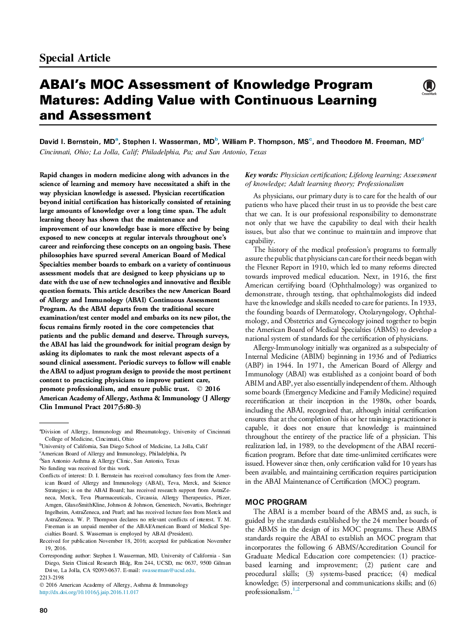 ABAI's MOC Assessment of Knowledge Program Matures: Adding Value with Continuous Learning and Assessment