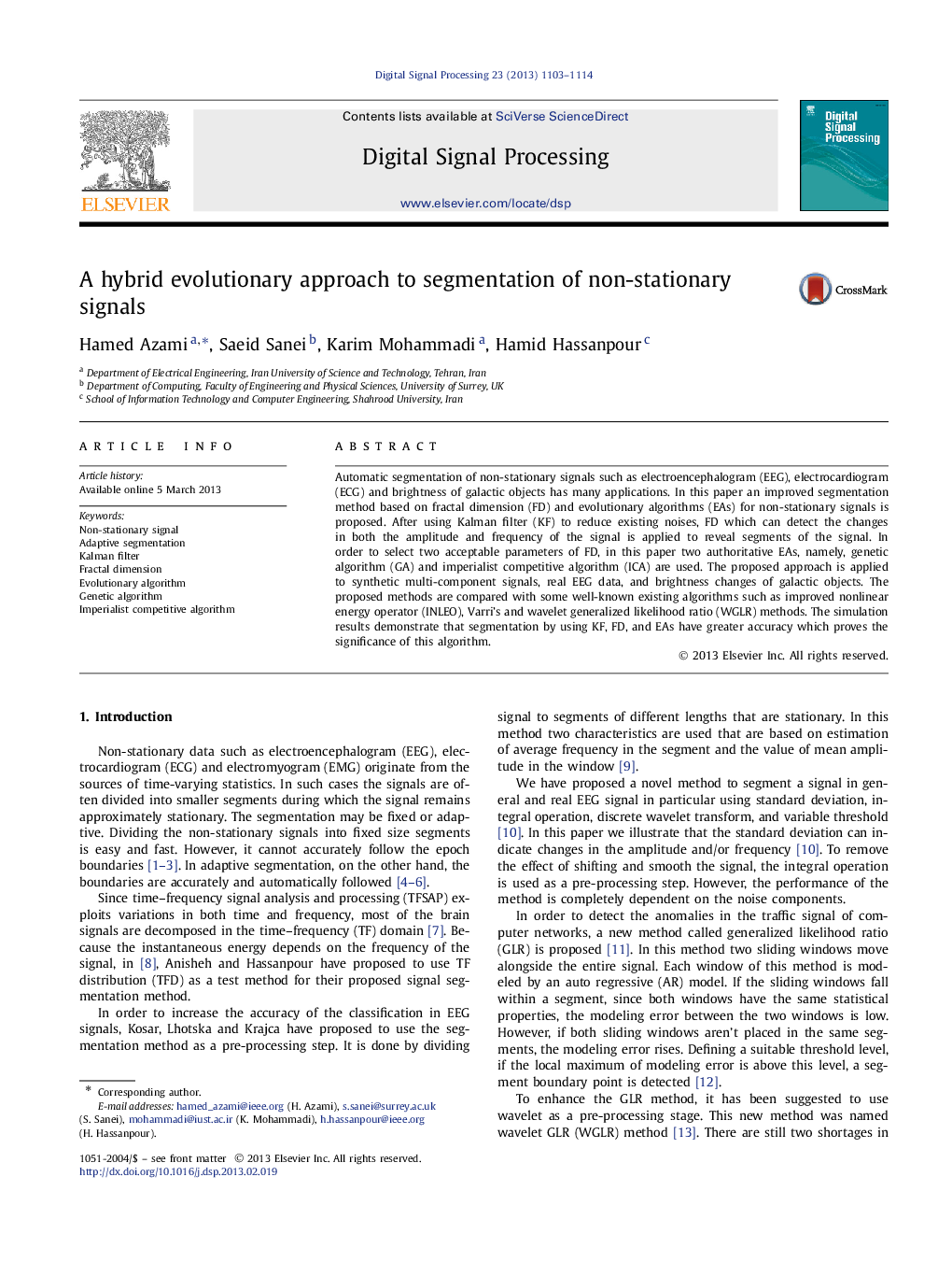 A hybrid evolutionary approach to segmentation of non-stationary signals