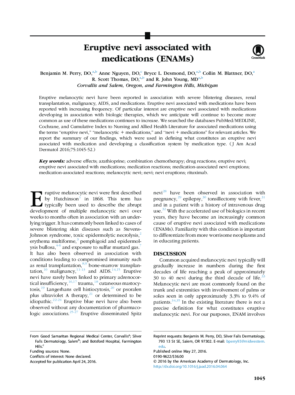 Eruptive nevi associated with medications (ENAMs)