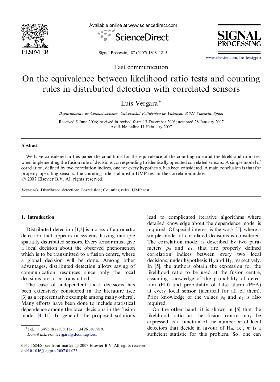 On the equivalence between likelihood ratio tests and counting rules in distributed detection with correlated sensors