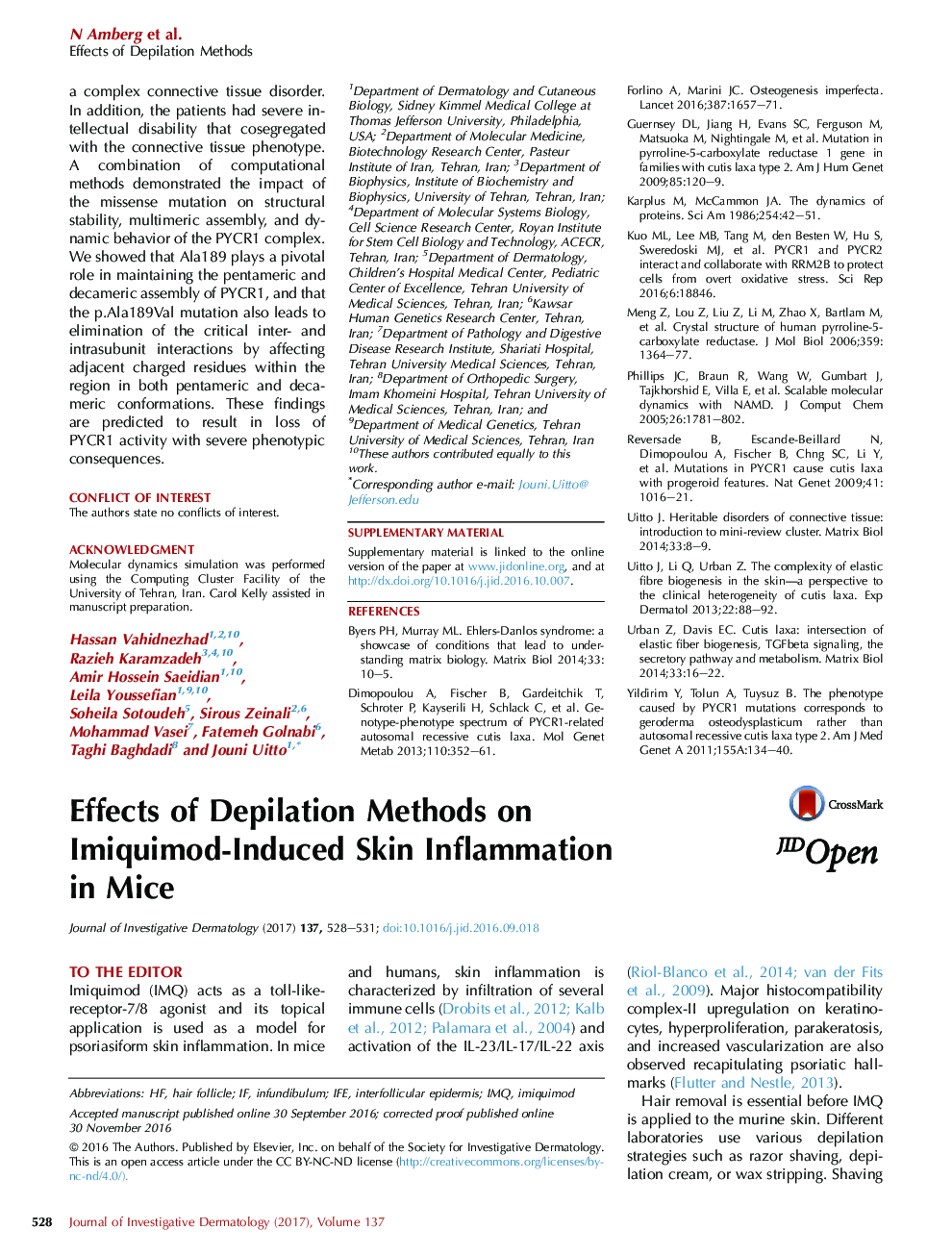 Effects of Depilation Methods on Imiquimod-Induced Skin Inflammation inÂ Mice