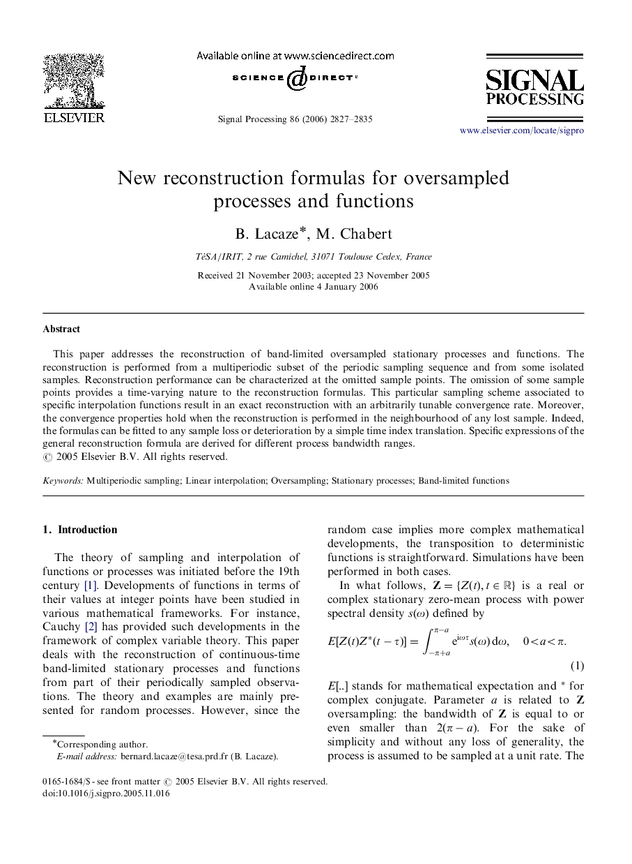 New reconstruction formulas for oversampled processes and functions