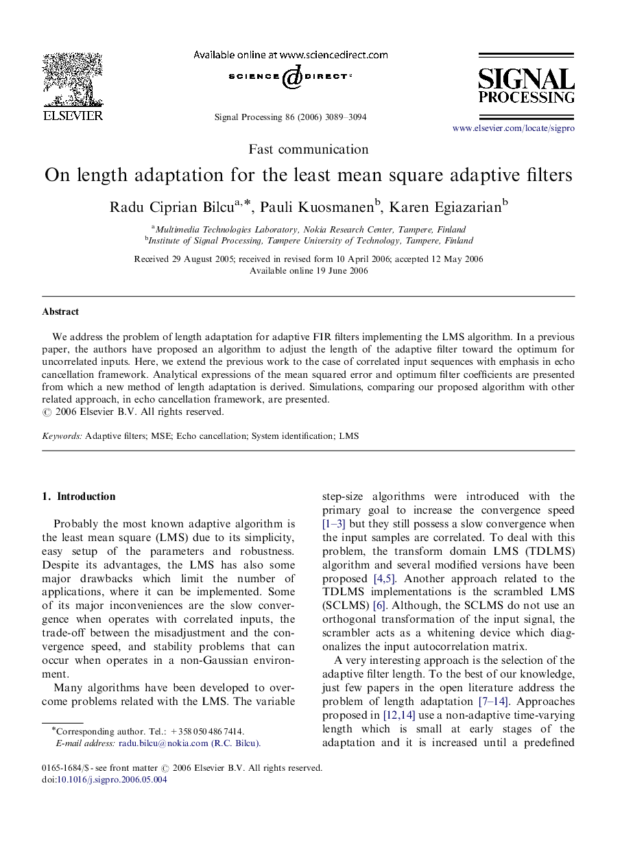 On length adaptation for the least mean square adaptive filters