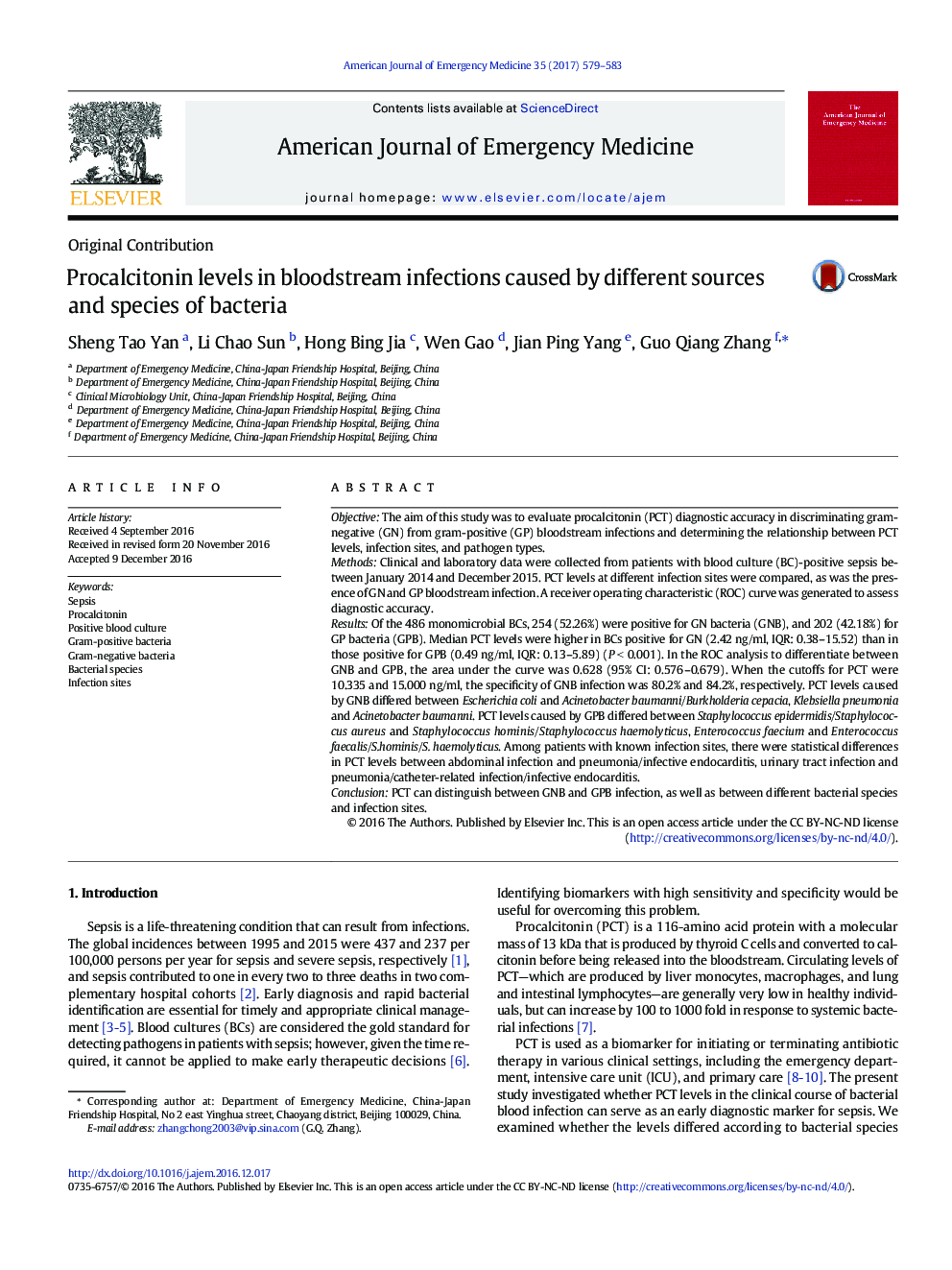 Procalcitonin levels in bloodstream infections caused by different sources and species of bacteria